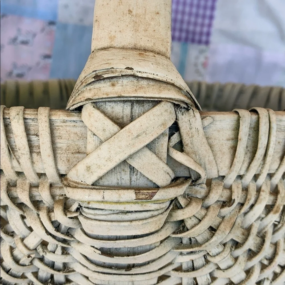 Splint Oak Basket Antique Buttocks Primitive Egg Gathering Farmhouse Farm Split